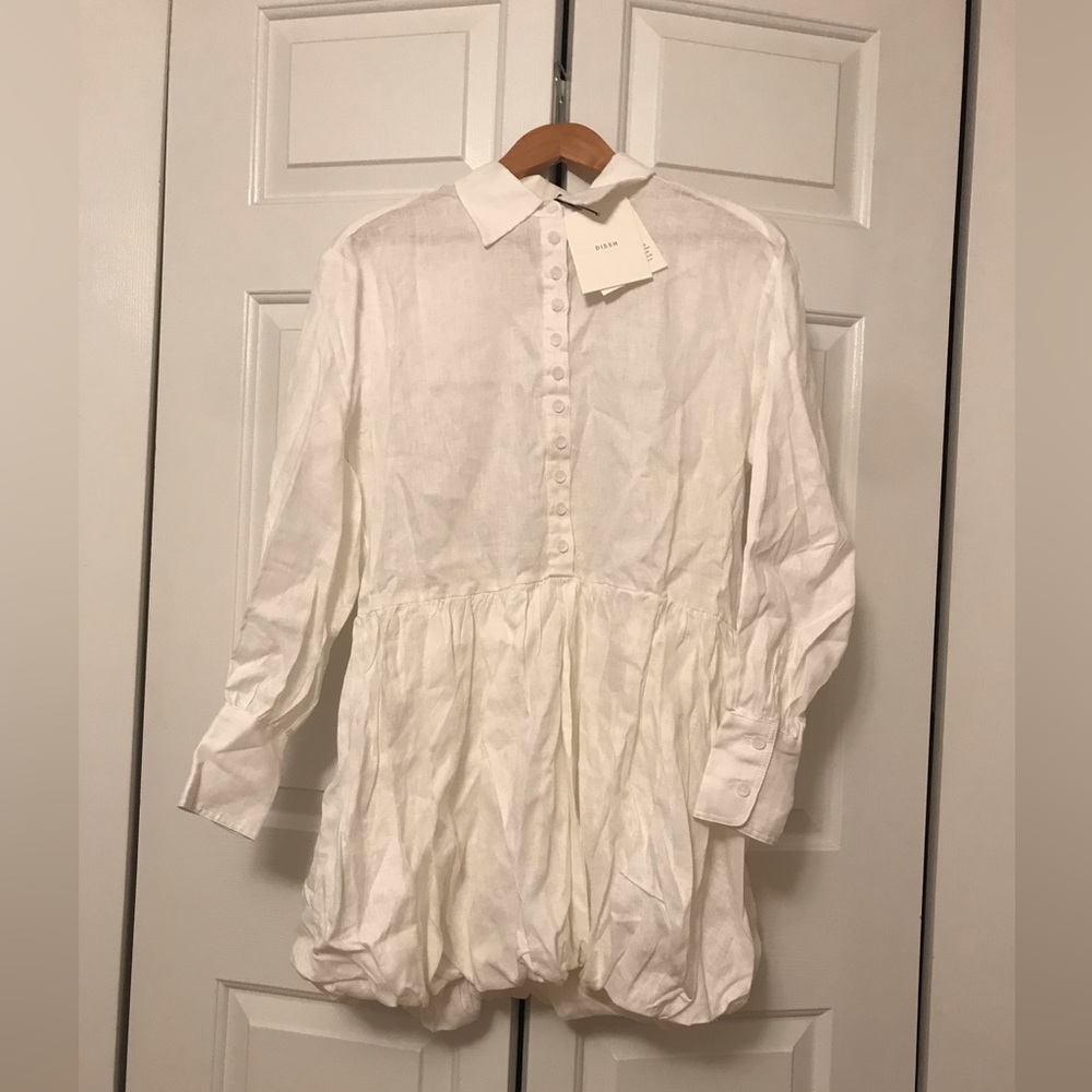 DISSH, Violet white linen mini dress